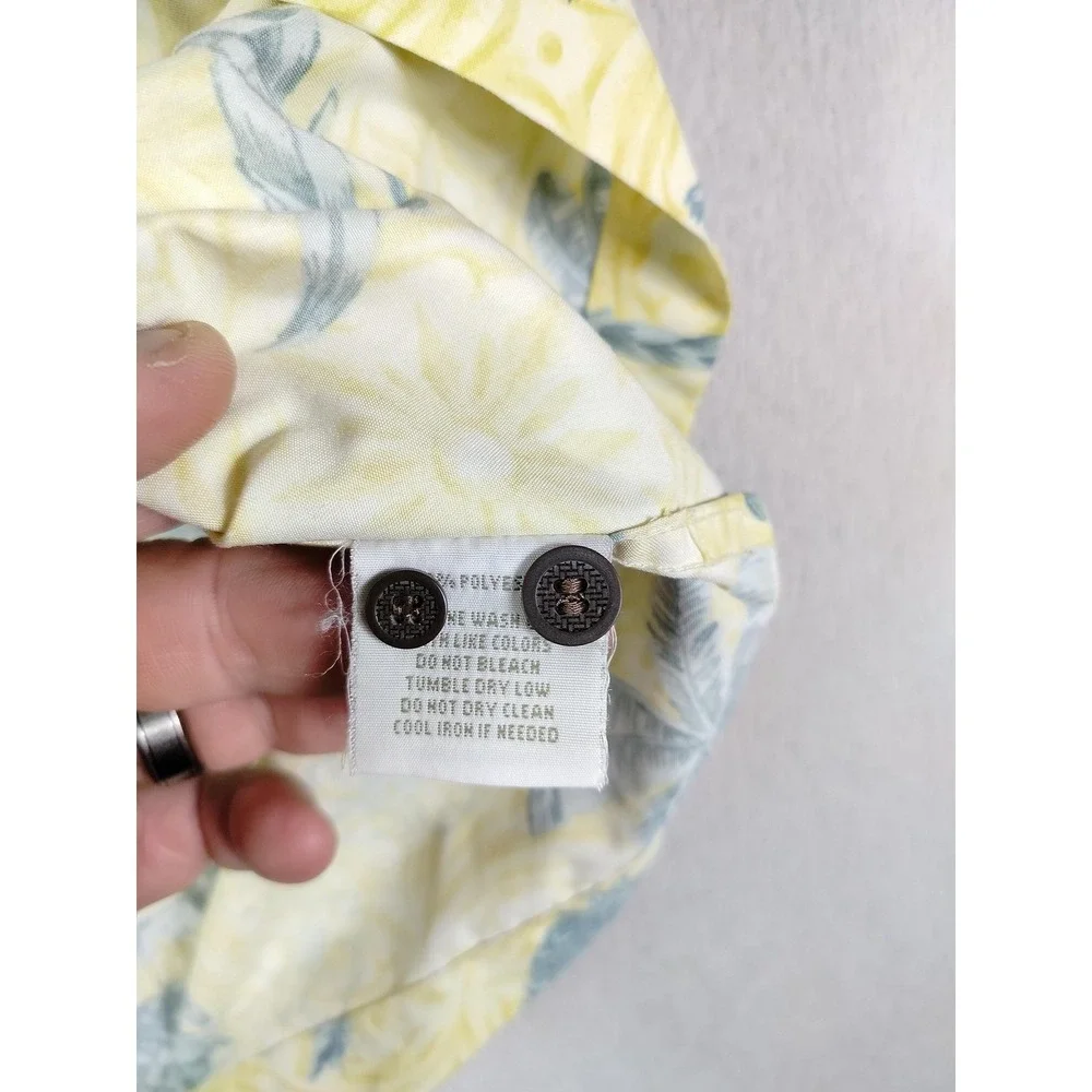 Trader Bay Shirt Mens 2XL Yellow Hawaiian Palm Pineapple Print Aloha Casual AOP